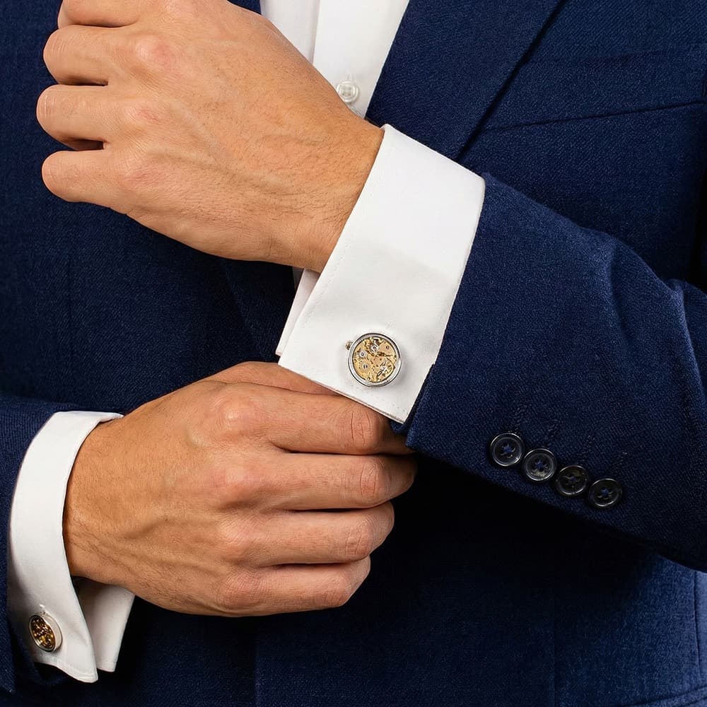 Skeleton Movement Cufflinks · Visible Gear Mechanism · Wedding Groomsmen · Brass | LUVYMIA