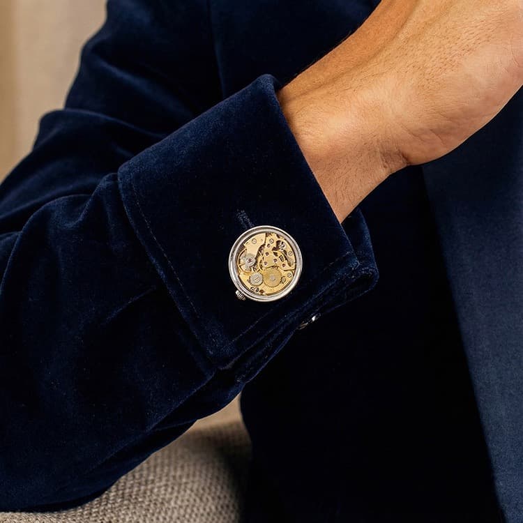 Skeleton Movement Cufflinks · Visible Gear Mechanism · Wedding Groomsmen · Brass | LUVYMIA