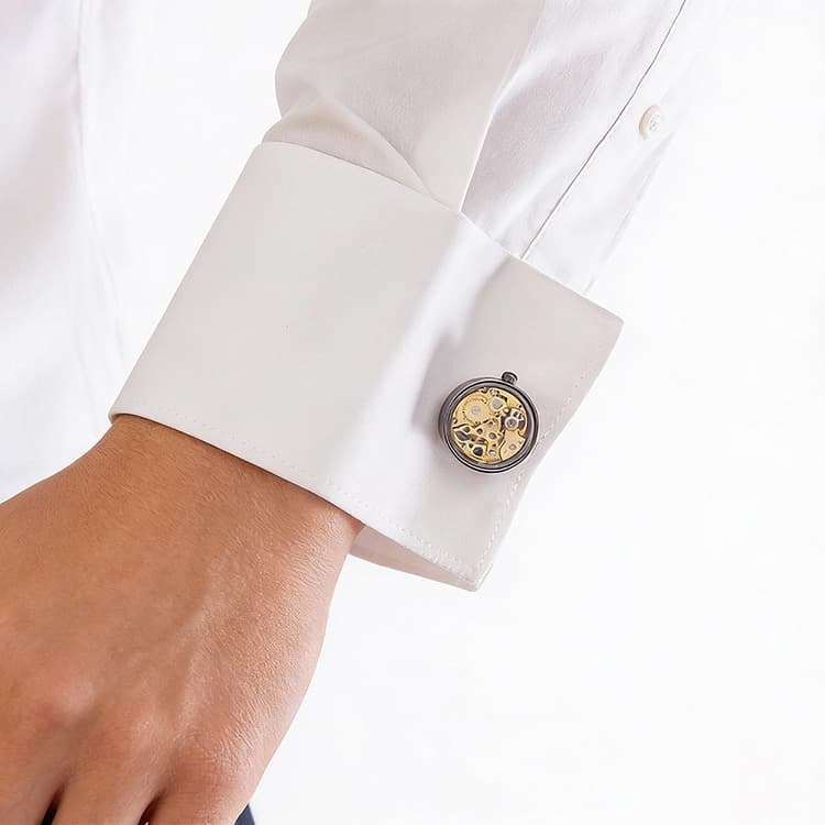 Skeleton Movement Cufflinks · Visible Gear Mechanism · Wedding Groomsmen · Brass | LUVYMIA