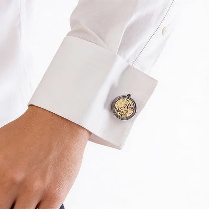 Skeleton Movement Cufflinks · Visible Gear Mechanism · Wedding Groomsmen · Brass | LUVYMIA