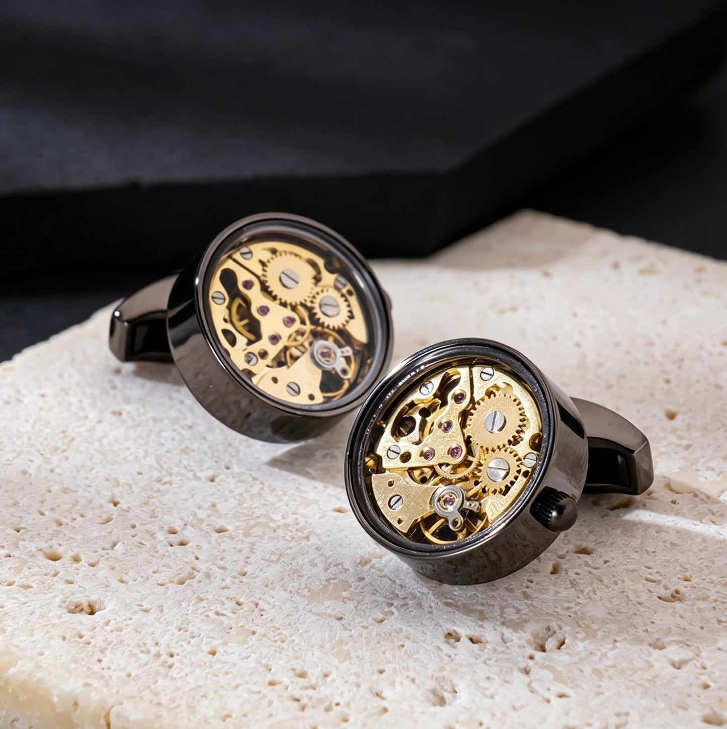 Skeleton Movement Cufflinks · Visible Gear Mechanism · Wedding Groomsmen · Brass | LUVYMIA