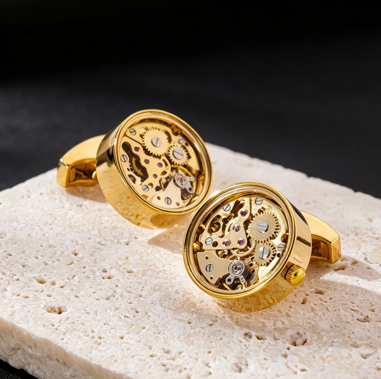 Skeleton Movement Cufflinks · Visible Gear Mechanism · Wedding Groomsmen · Brass | LUVYMIA