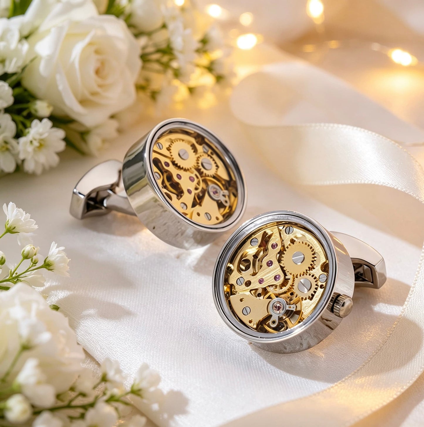 Skeleton Movement Cufflinks · Visible Gear Mechanism · Wedding Groomsmen · Brass | LUVYMIA