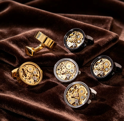 Skeleton Movement Cufflinks · Visible Gear Mechanism · Wedding Groomsmen · Brass | LUVYMIA