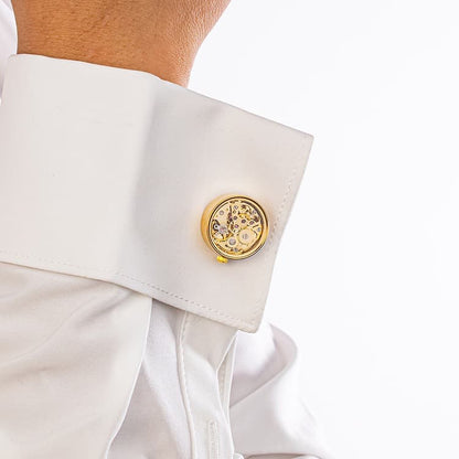 Skeleton Movement Cufflinks · Visible Gear Mechanism · Wedding Groomsmen · Brass | LUVYMIA
