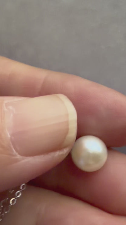 Luvymia:7mm Saltwater Pearl Pendant Necklace – Hepu Pearl | 925 Silver or 18K Gold Plated Chain